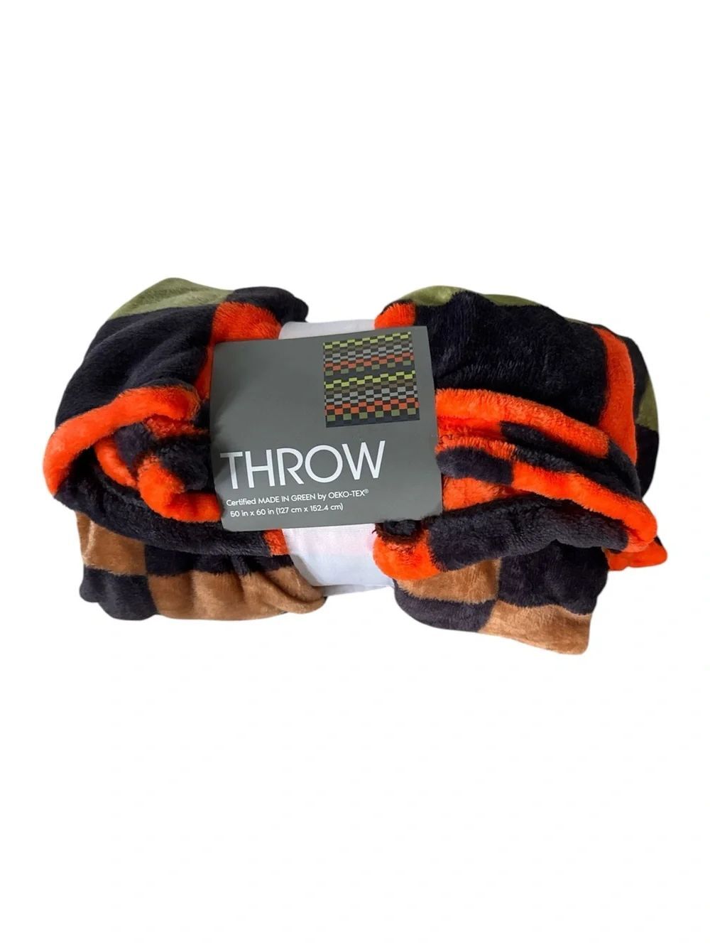 Target Patterned Throw Blanket - Black, Orange, Brown, Green NWT
